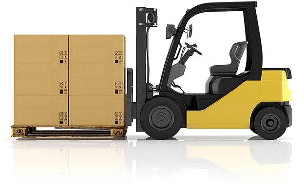 Forklift and boxes